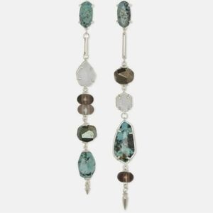 Kendra Scott "Cosette" Mismatched Assymetrical Earrings in Silver/Green